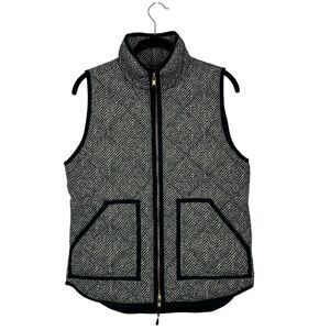 J Crew Down Vest Women XS Excursion Herringbone Quilted Preppy Outdoor